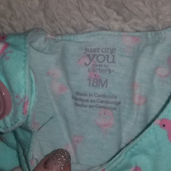 One Piece Girls Blue Flamingo Onesie - Picture 2 of 3